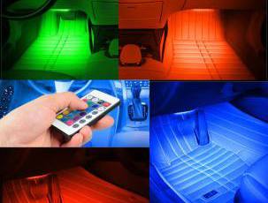 Многоцветная подсветка cалона авто RGB с ДУ